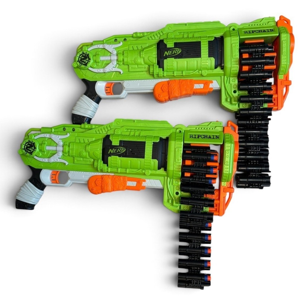 Nerf Zombie Strike Ripchain Blaster 2 Pack Chain Fed Pump Action Toy Guns